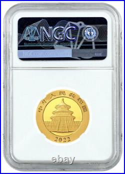 2022 China 15 g Gold Panda ¥200 Coin NGC MS70 FR Panda Gold 40th Label