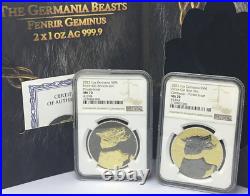 2022 Germania Beasts GRADED 2 x 1 oz Silver Fenrir Geminus TOP POP X 2