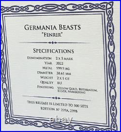 2022 Germania Beasts GRADED 2 x 1 oz Silver Fenrir Geminus TOP POP X 2