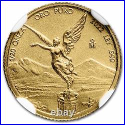 2022 Mexico 1/20 oz Gold Libertad MS-70 NGC (ER, Coat of Arms) SKU#256306