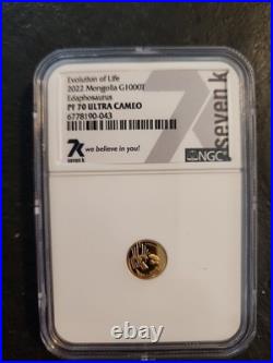 2022 Mongolia G1000T 0.5gr. 9999 Gold Edaphosaurus High Relief NGC PF 70UCAMEO