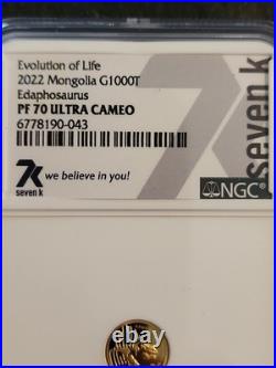 2022 Mongolia G1000T 0.5gr. 9999 Gold Edaphosaurus High Relief NGC PF 70UCAMEO