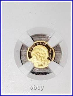 2022 Mongolia Mother Teresa PF70 U. C NGC, Gold coin, 0.5 gram