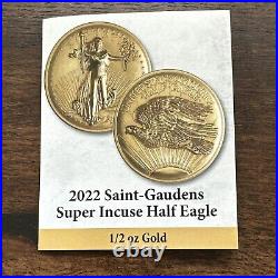 2022 NPF 1/2 oz Gold St Gaudens Super Incuse Half Eagle NGC SP70 FDI Mercanti