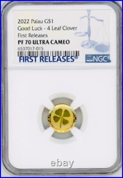 2022 Palau 4 Four Leaf Clover. 999 1g Gold $1 Coin NGC PF70 FIRST RELEASE 2022 Palau 4 Four Leaf Clover. 999 1g Gold $1 Coin NGC PF70 FIRST RELEASE