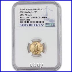 2022-(W) $5 American Gold Eagle NGC Brilliant Uncirculated Early Release coin