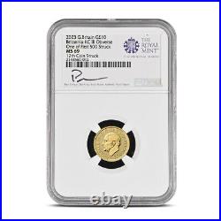 2023 1/10 oz British Gold Britannia NGC MS69 (First 500 Struck, King Charles)