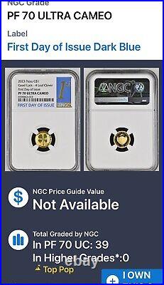 2023 $1 Palau Proof Gold Four Leaf Clover Ngc Pf70 First Day Issue 1 Gram. 999