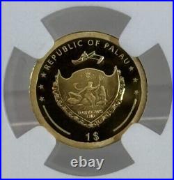 2023 $1 Palau Proof Gold Four Leaf Clover Ngc Pf70 First Day Issue 1 Gram. 999