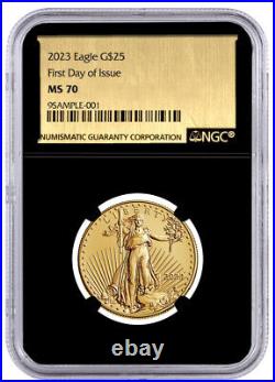 2023 $25 1/2 oz American Gold Eagle NGC MS70 FDI BC Gold Foil