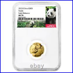 2023 50 Yuan Gold Chinese Panda. 999 3g NGC MS70 ER Panda Label