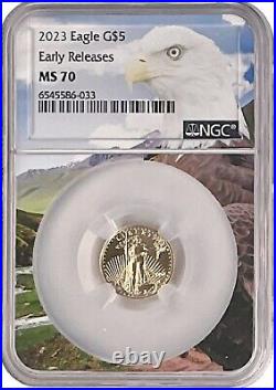 2023 $5 1/10oz Gold Eagle NGC MS70 ER Eagle Picture Core In Stock