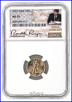 2023 $5 1/10oz Gold Eagle NGC MS70 Gold Coin Act Label