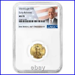 2023 $5 American Gold Eagle 1/10 oz NGC MS70 ER Biden Label
