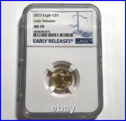2023 $5 Gold American Eagle Ngc Ms70 1/10 Oz. 999 Fine Coin Early Releases
