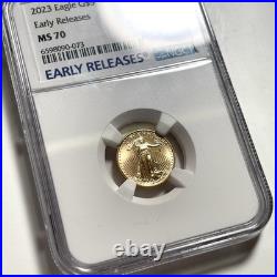 2023 $5 Gold American Eagle Ngc Ms70 1/10 Oz. 999 Fine Coin Early Releases