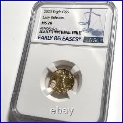 2023 $5 Gold American Eagle Ngc Ms70 1/10 Oz. 999 Fine Coin Early Releases