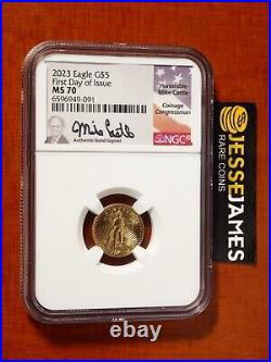 2023 $5 Gold Eagle Ngc Ms70 First Day Of Issue Mike Castle Hand Signed Label