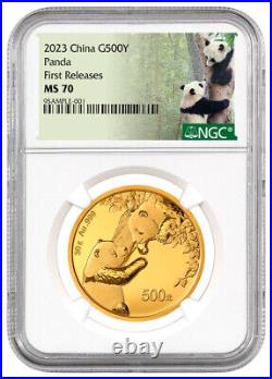 2023 China 30-gm Gold Panda NGC MS70 FR First Releases Panda Label PRESALE