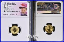 2023 G Britain £10 BRITANNIA GOLD & QE II Obverse NGC MS70 First Releases