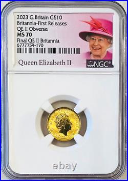 2023 G. Britain UK £10 1/10th Oz GOLD BRITANNIA TYPE 1 OBV NGC MS70 FR