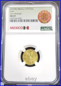 2023 Mexico 1/10 Onza Gold Libertad Ngc Ms 69 Early Releases Rare Gem Bu 1/10 Oz
