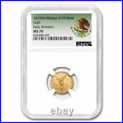 2023 Mexico 1/10 oz Gold Libertad MS-70 NGC (ER, Coat of Arms)