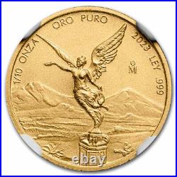 2023 Mexico 1/10 oz Gold Libertad MS-70 NGC (ER, Coat of Arms)