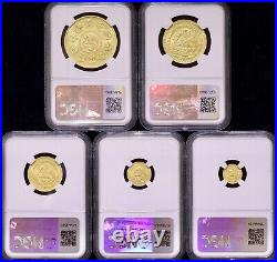 2023 Mexico Gold Libertad 5 Coin Set NGC MS70 First Releases AGW 1.9 oz
