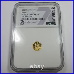 2023 NGC PF70 UCAM Cook Islands 1/2g Gold Sparta $5 Five Dollar Coin #58746A