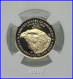 2023 W Gold Eagle Proof 1/10 oz $5 -NGC PF70 UCAM FDOI R Harrigal Top Pop Of 9