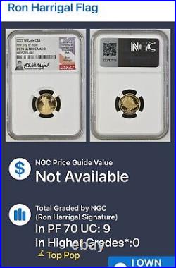 2023 W Gold Eagle Proof 1/10 oz $5 -NGC PF70 UCAM FDOI R Harrigal Top Pop Of 9