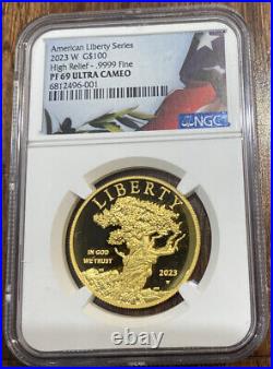 2023 W Proof $100 American Gold Liberty High Relief NGC PF69 + OGP