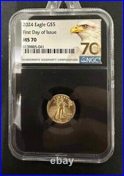 2024 1/10 $5 Gold Eagle MS70 Black Core Eagle Label NGC First Day Of Issue