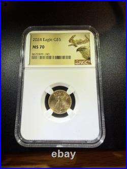 2024 1/10 Oz Gold Eagle $5 NGC MS70 Perfect Grade. 999 Fine Gold