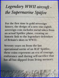 2024 1/8 Gold Sovereign Britain's salute to the Spitfire. Metal Inclusion