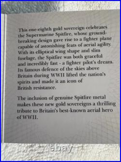 2024 1/8 Gold Sovereign Britain's salute to the Spitfire. Metal Inclusion