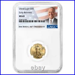 2024 $5 American Gold Eagle 1/10 oz NGC MS69 ER Biden Label