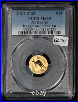 2024 $5 Australia 1/10 oz Gold Coin Kangaroo P125 Privy NGC MS 69 G6174