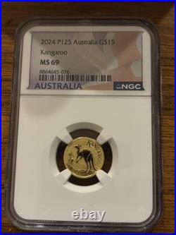 2024 Australia 15 Dollars Gold Kangaroo 0.9999 Fine P125 NGC MS69 Coin