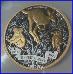 2024 Australia 2 oz Proof Gold Gilt NGC PF70 FDI 125th Anniversary Large Slab