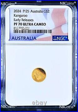 2024 Australia Mini Roo Kangaroo PROOF 9999 GOLD 0.5g $2 NGC PF70 Coin ER FlagLB 2024 Australia Mini Roo Kangaroo PROOF 9999 GOLD 0.5g $2 NGC PF70 Coin ER FlagLB