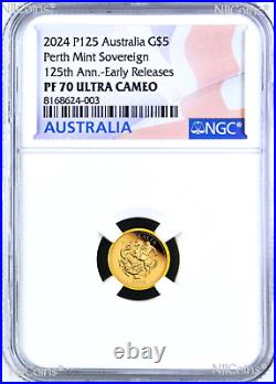 2024 Australia Quarter Sovereign GOLD $5 coin NGC PF70 ER King Charles III