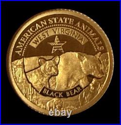 2024 Cook Islands $5 West Virginia Black Bear 1/2 Gram Gold Coin. 9999 Fine GOLD