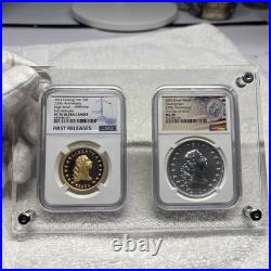 2024 Flowing Hair Gold and Siver two coin set