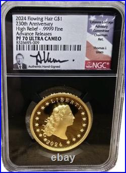 2024 Flowing Hair High Relief Gold Coin NGC PF70UCAM ADVANCE RELEASES URAM