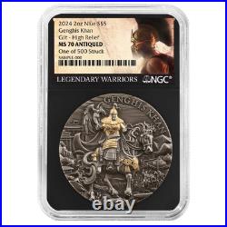 2024 Genghis Khan 2 oz High Relief Silver Antiqued & Gold Gilded NGC MS70 2024 Genghis Khan 2 oz High Relief Silver Antiqued & Gold Gilded NGC MS70