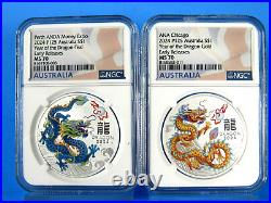 2024 P Australia, 2-Coin Set, Teal & Gold, YOTD NGC Pf 70 Ucam Early Releases