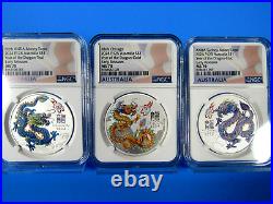 2024 P Australia, 3-Coin Set, Teal, Gold & Lilac, YOTD NGC Pf 70 Ucam ER 2024 P Australia, 3-Coin Set, Teal, Gold & Lilac, YOTD NGC Pf 70 Ucam ER