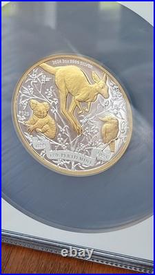 2024 Perth Mint 2oz Silver $2 P125 Gilt Proof NGC PF70 UC First Day of Issue